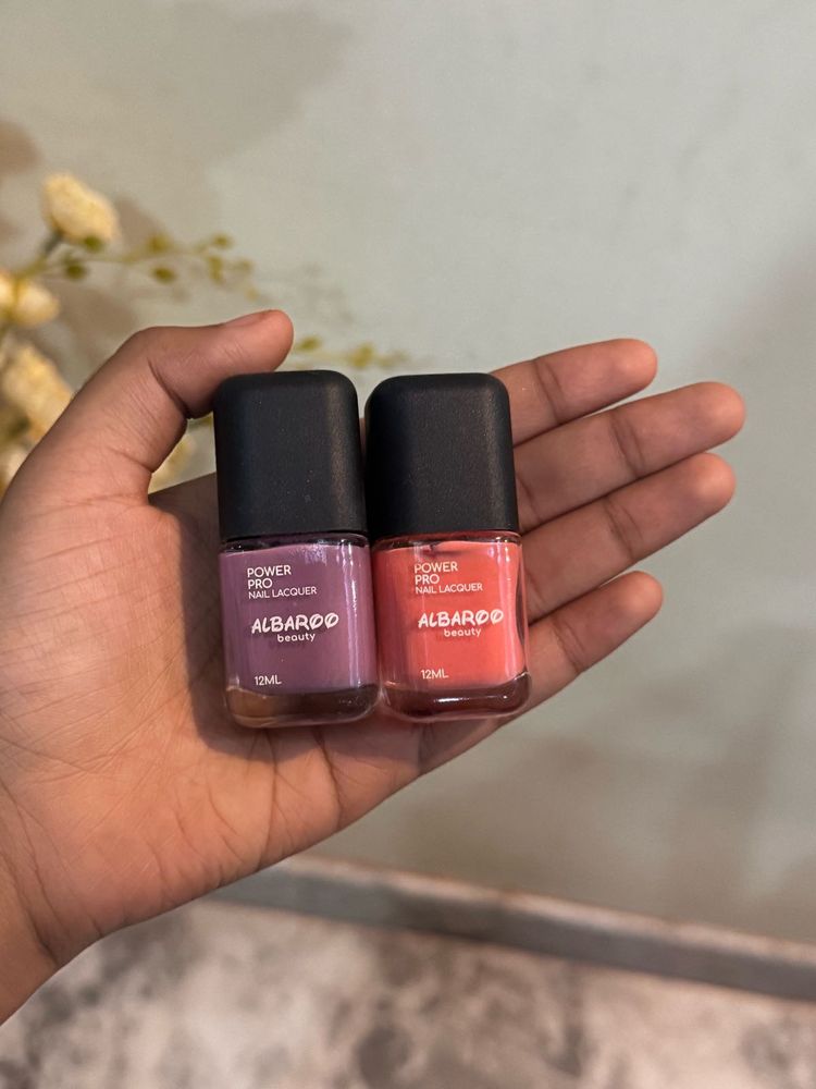 Alvardo Beauty Nail Polish Duo - Purple &amp; Coral