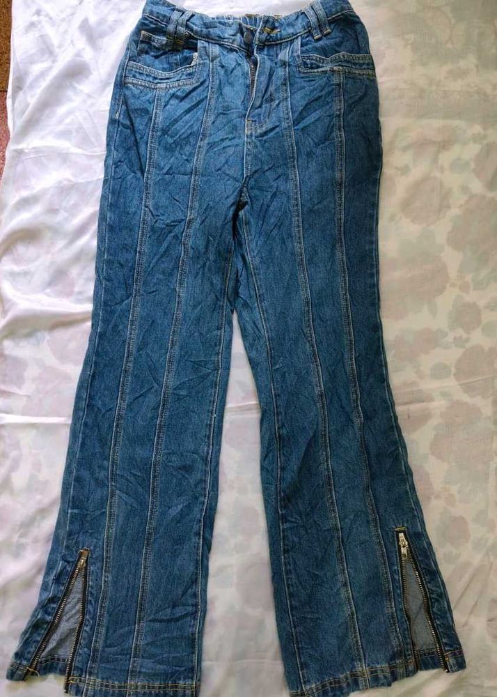 Stylish Blue Denim Flare Jeans