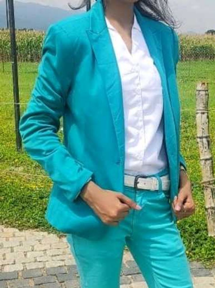 Y2k Women's Teal Blazer Formal &amp; Casual