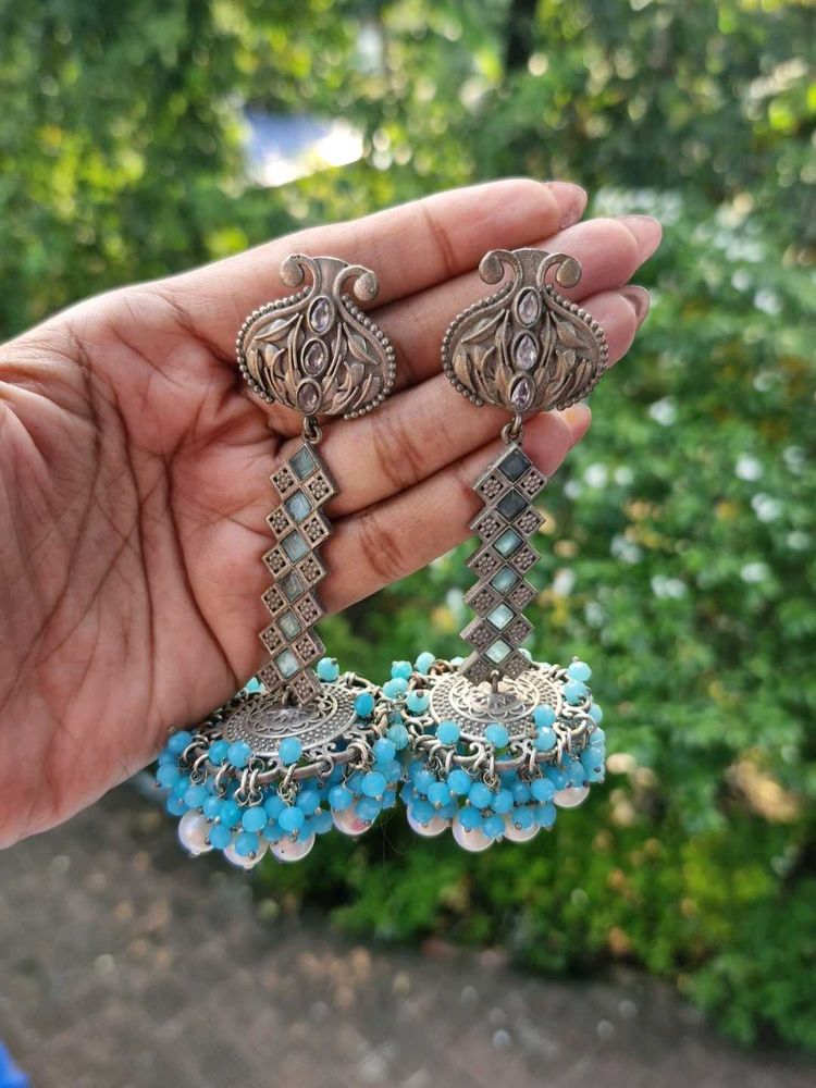 Stunning Blue Jhumka Earrings