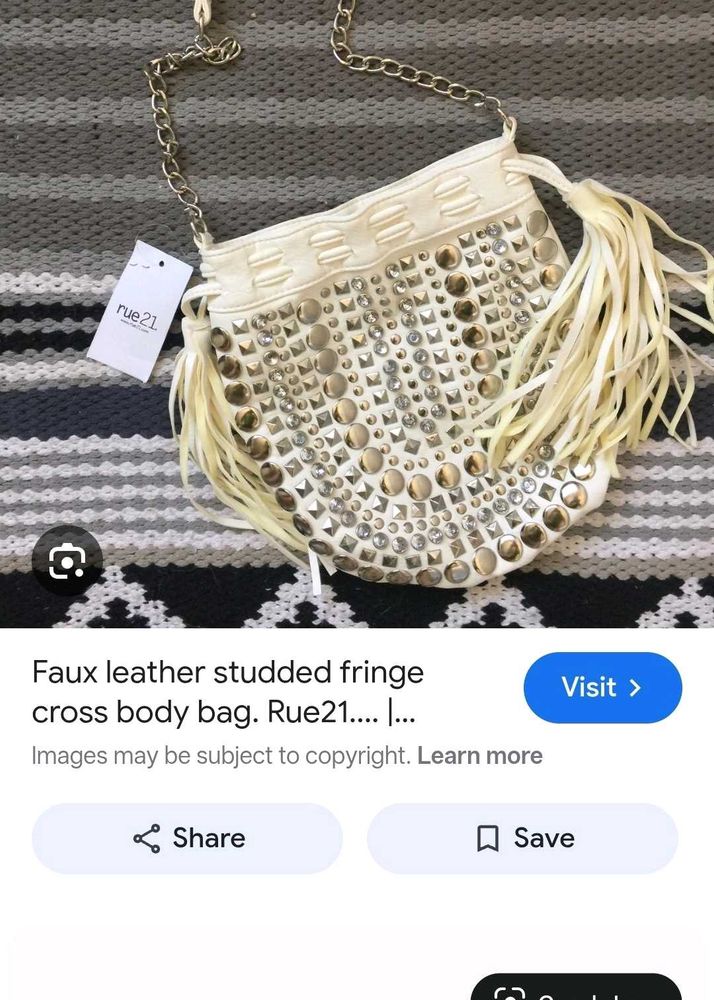 Faux Leather Studded Fringe Crossbody Bag