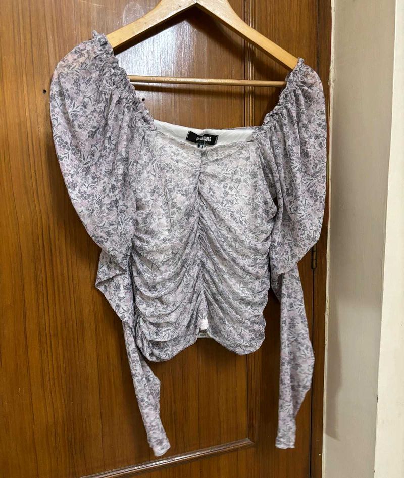 Chic Missguided Ruched Floral Print Top