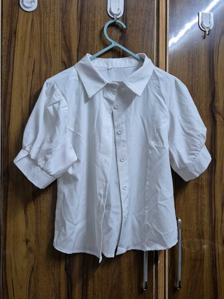 Chic White Puff Sleeve Shirt