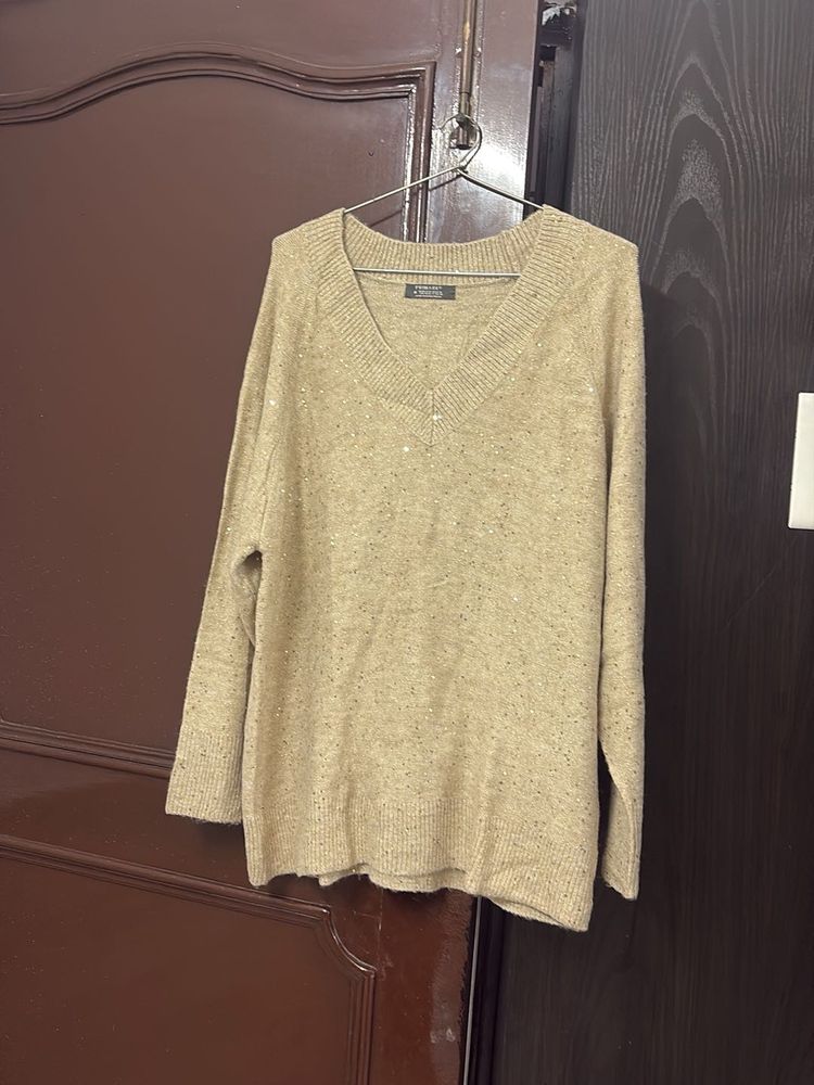 Plus size Elegant Beige Knit Sweater