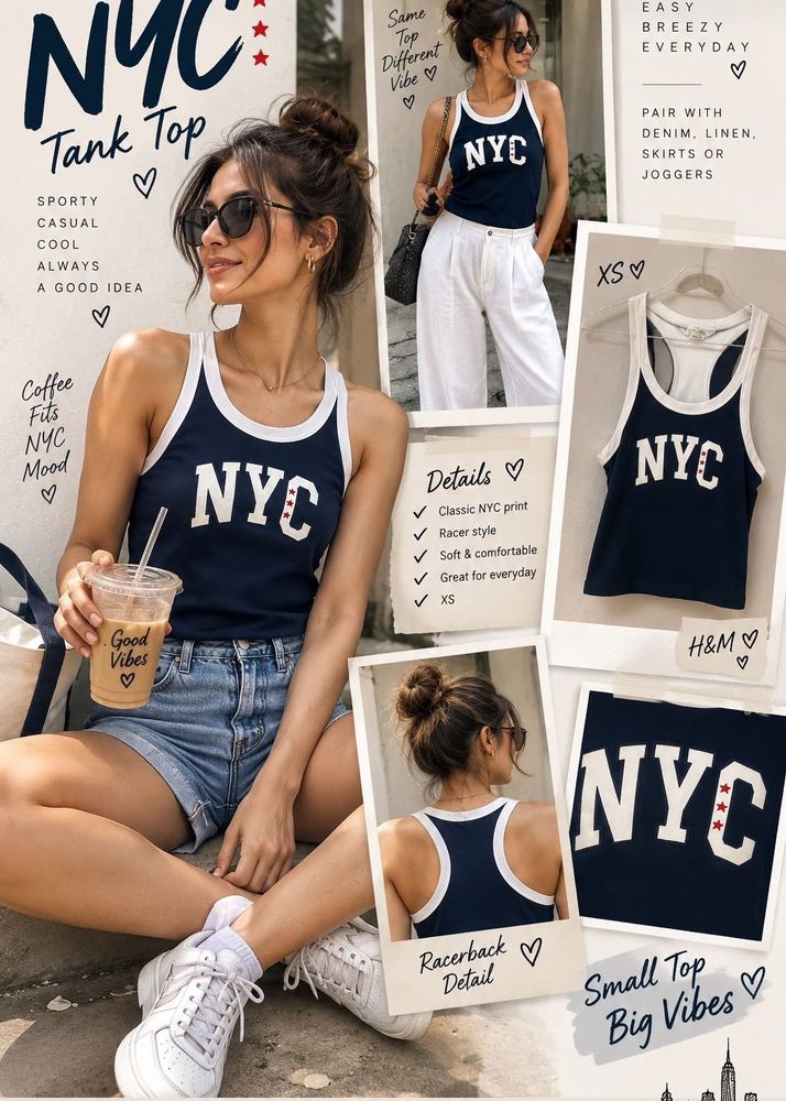 H&amp;M NYC Graphic Racerback Tank Top – XS (10-12Y)
