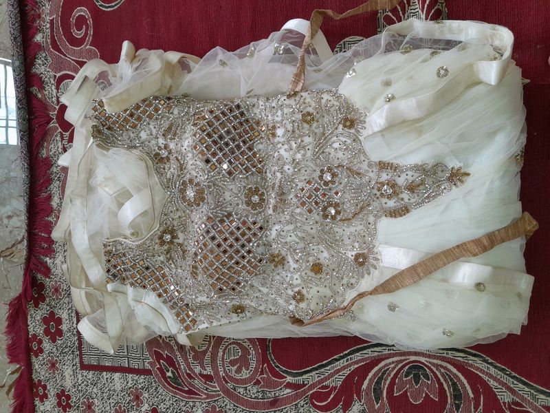 Long Frock Full Golden &amp; With Stone Work.size Xl