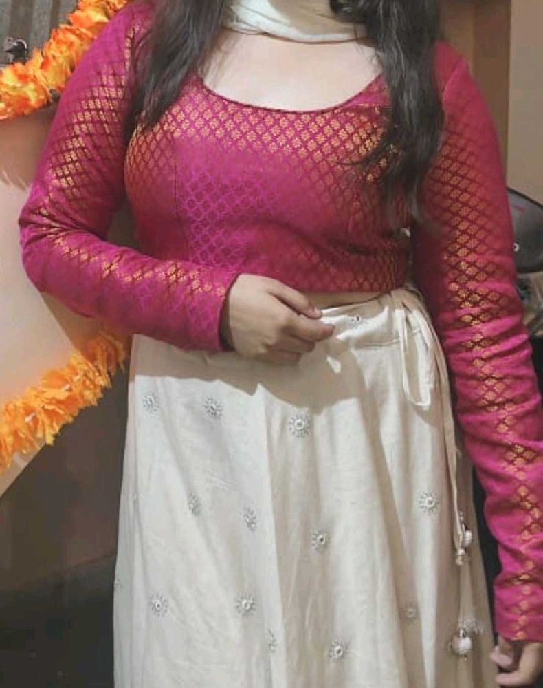 Pink Brocade Blouse