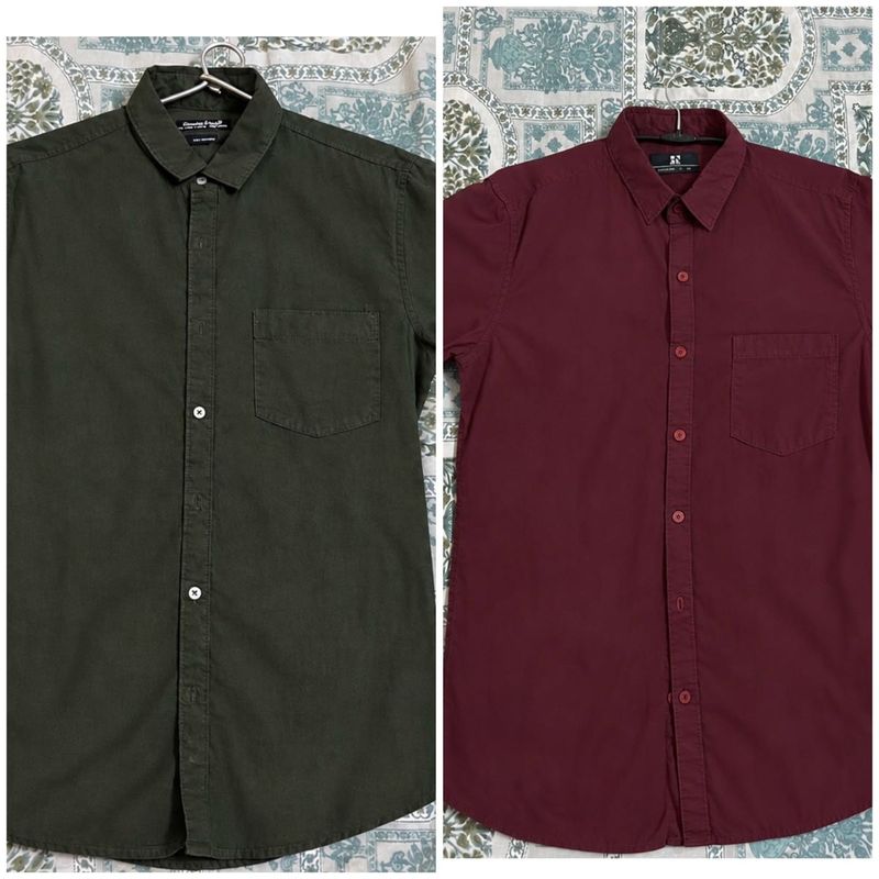 2 Shirts Olive and Light Maroon