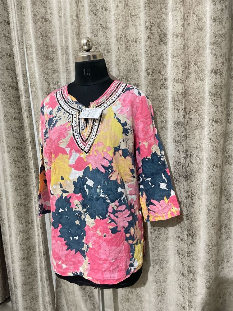 Vibrant Floral stone work  Embroidered Kurta