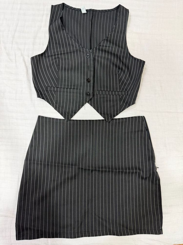 Pinstripe Vest and Skirt Set