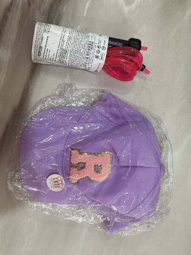 Cute Lavender Baseball Cap with 'R' Applique