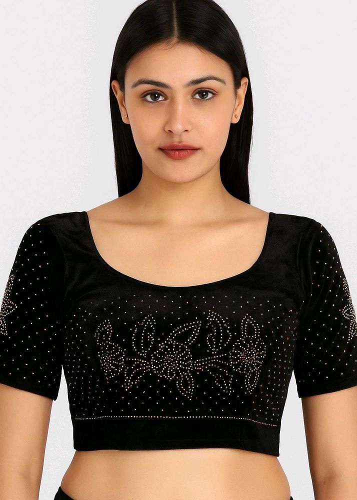 Black Velvet Embellished Blouse