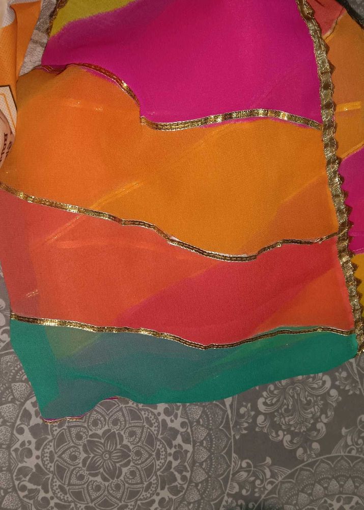 Colorful Dupatta with Gold Border