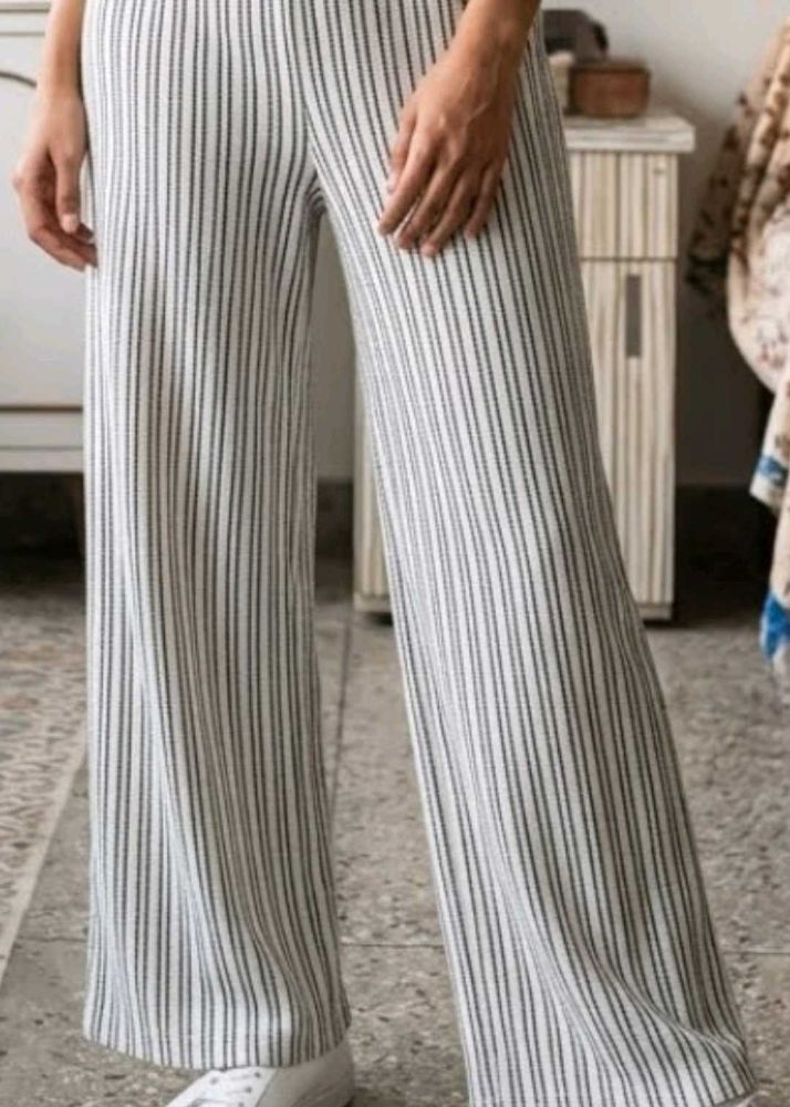 Sinsay Premium Textured Striped Wide-Leg Trousers