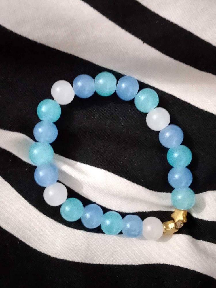 Blue Beaded Bracelet with Star Charm