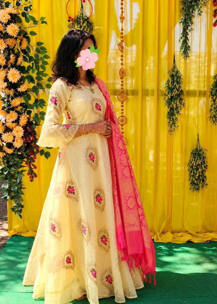 Beautiful yellow gown for haldi function