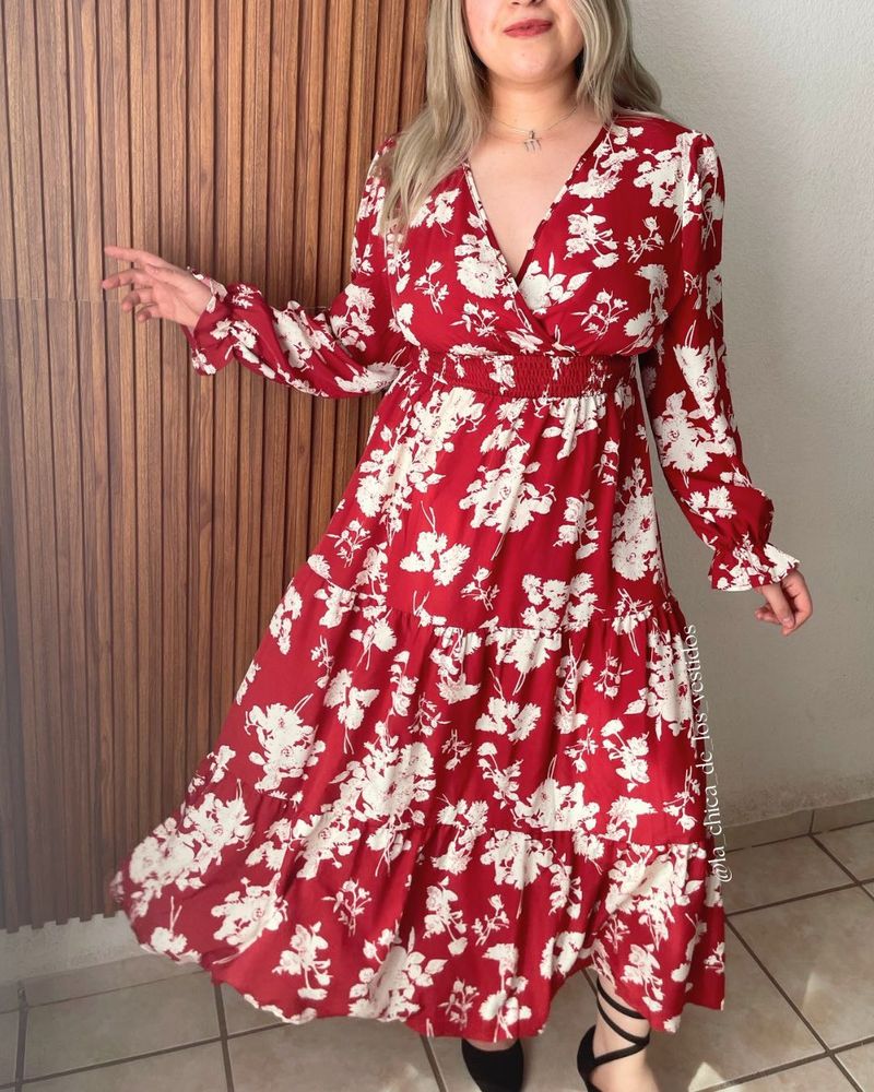 Chic Red Floral Maxi Dress