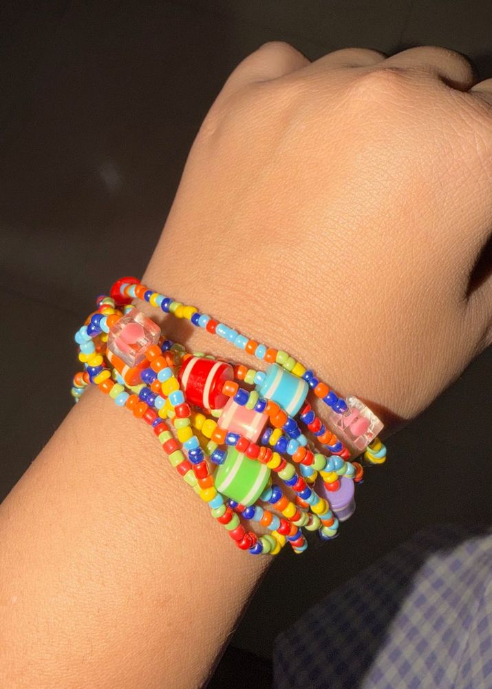 Y2k style Colorful Beaded Bracelets Set