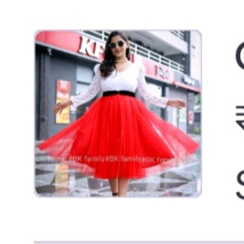 Very Preety Red And White Dress