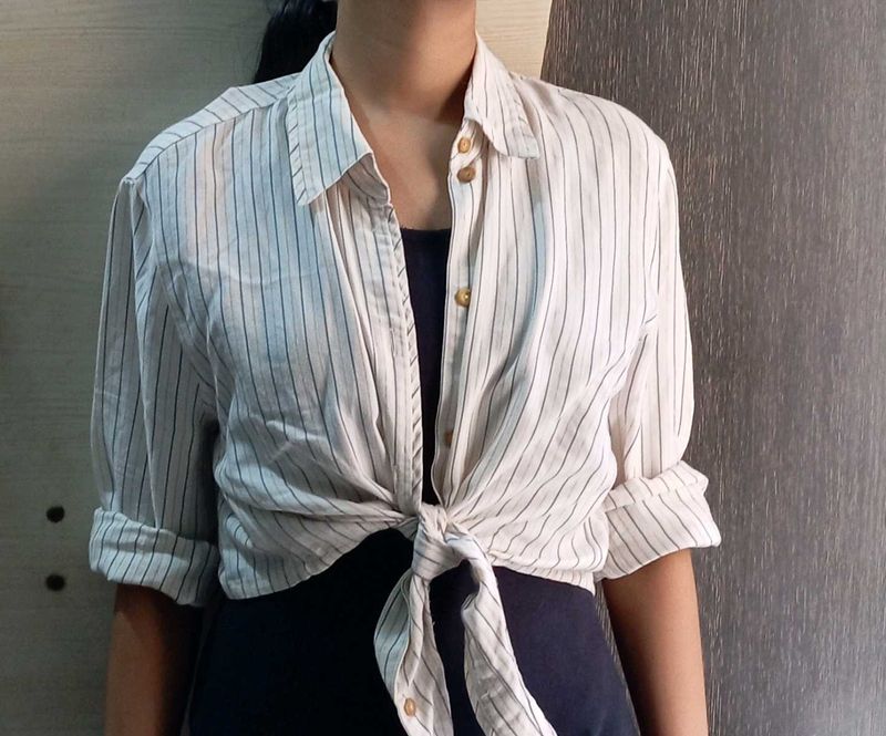 Striped Tie-Front Shirt