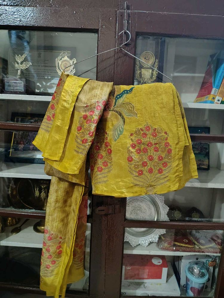 mehendi color Embroidered kurti set for festive