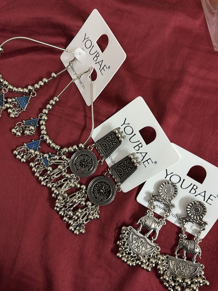 Ethnic Oxidized Silver Jewellery Set of 3