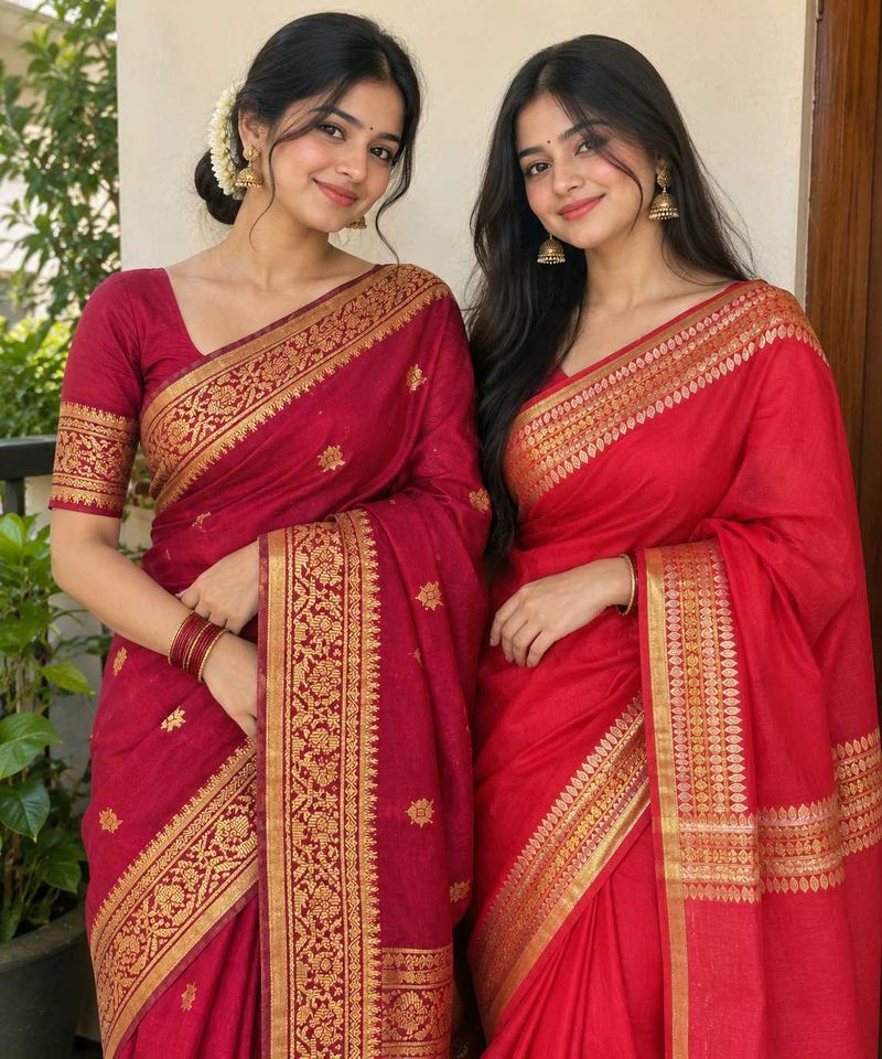 Elegant Red Silk Blend Saree
