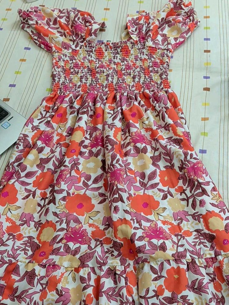 Floral Smocked Puff Sleeve Dress