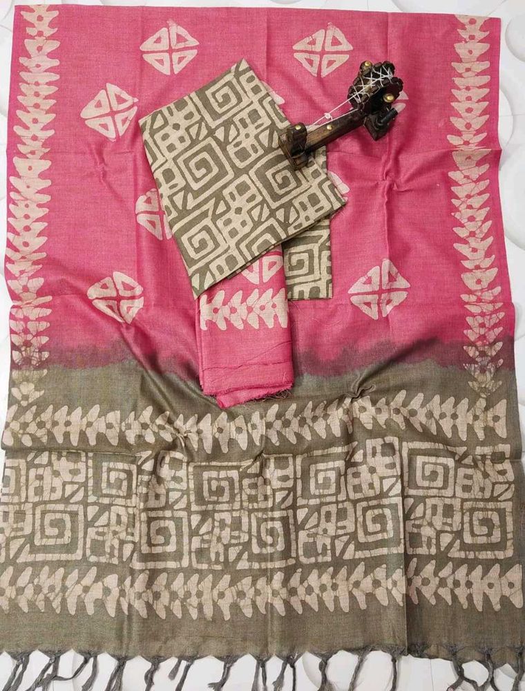 Pink &amp; Grey Block Print Kurta Set