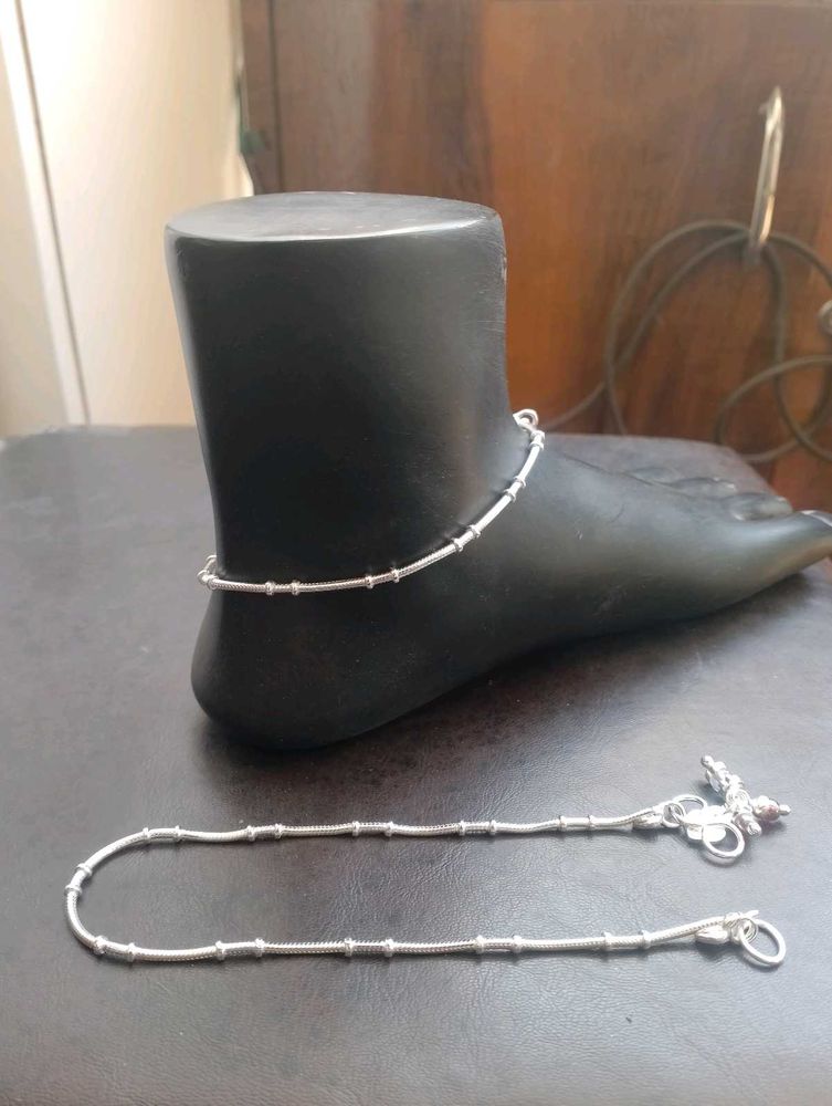 Elegant Anklet with Beads pure silver