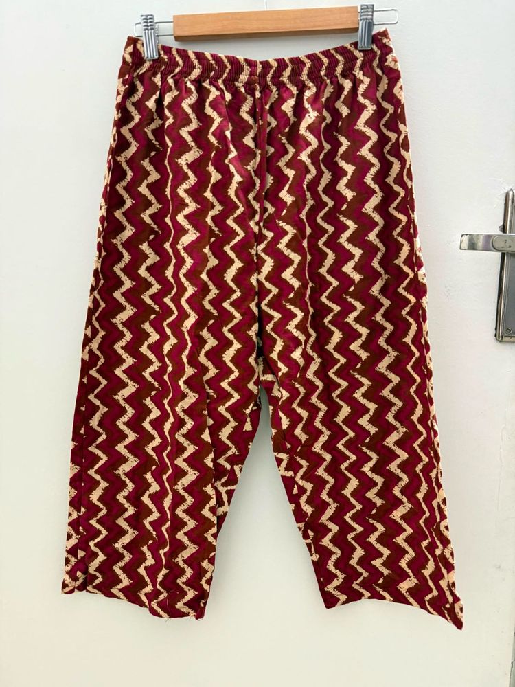 Printed Maroon Palazzos