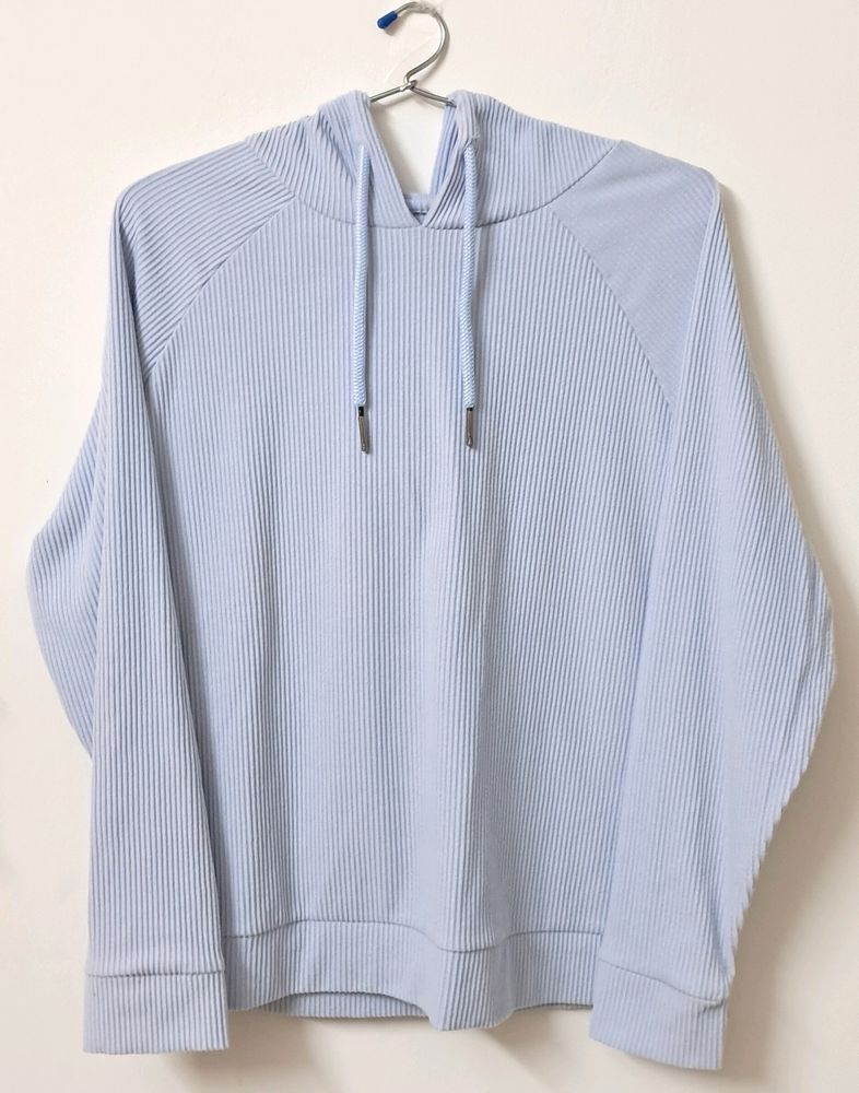 Exclusive Light Blue Sweatshirt With Hoodie