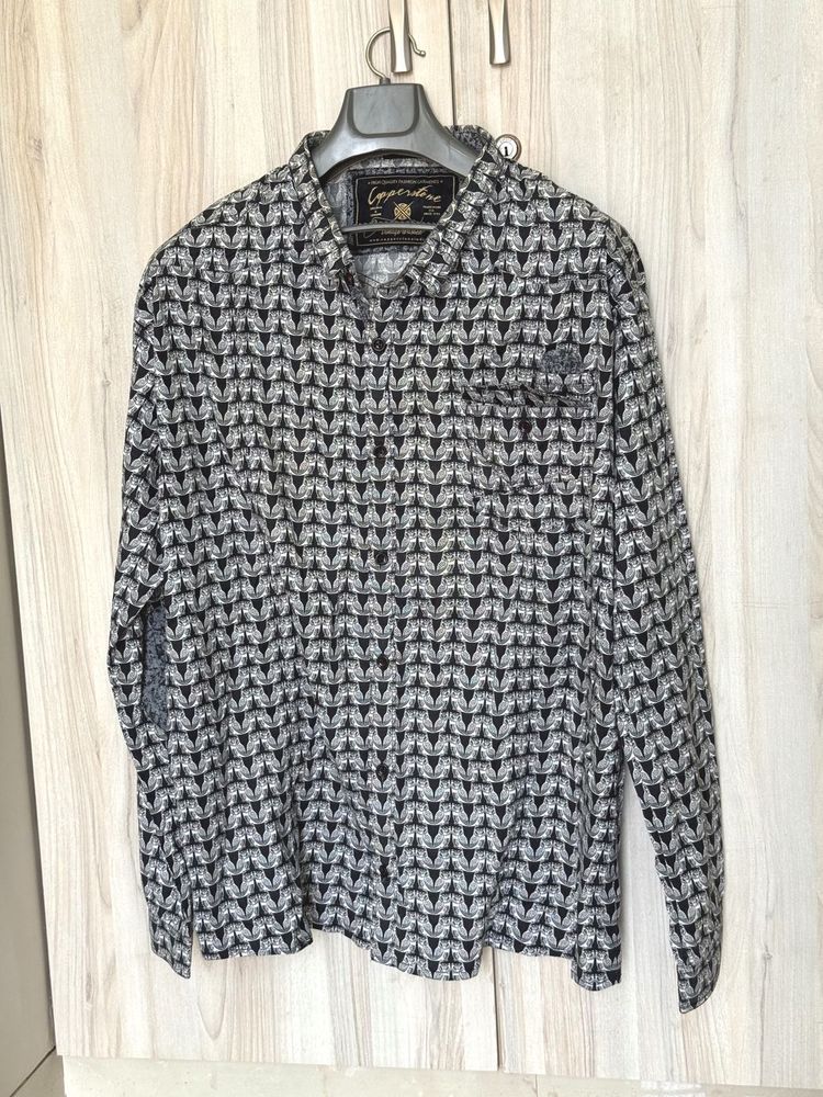 Men's Graphic Print Button-Up Shirt