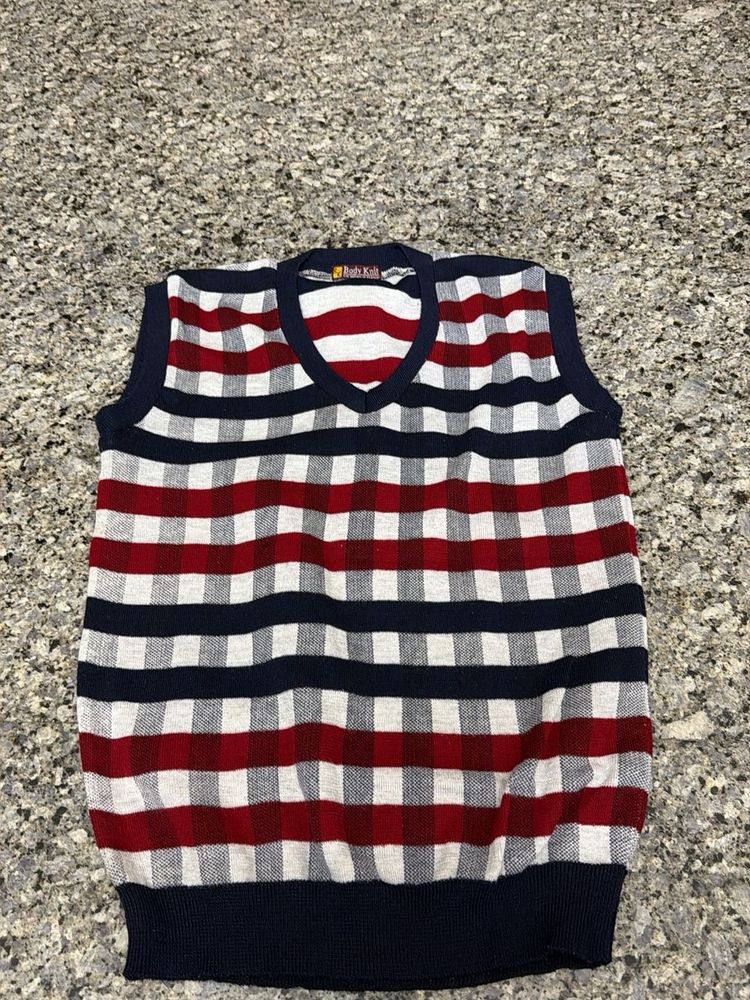 Men's Red &amp; Blue Plaid V-Neck Sweater Vest