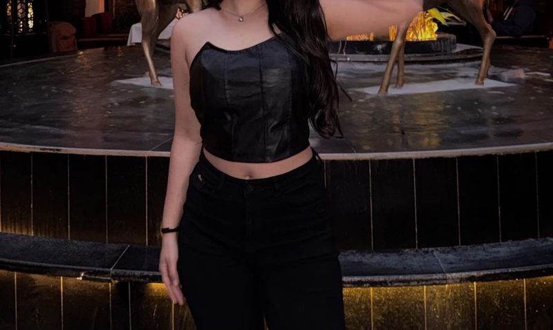 Black Faux Leather One-Shoulder Crop Top