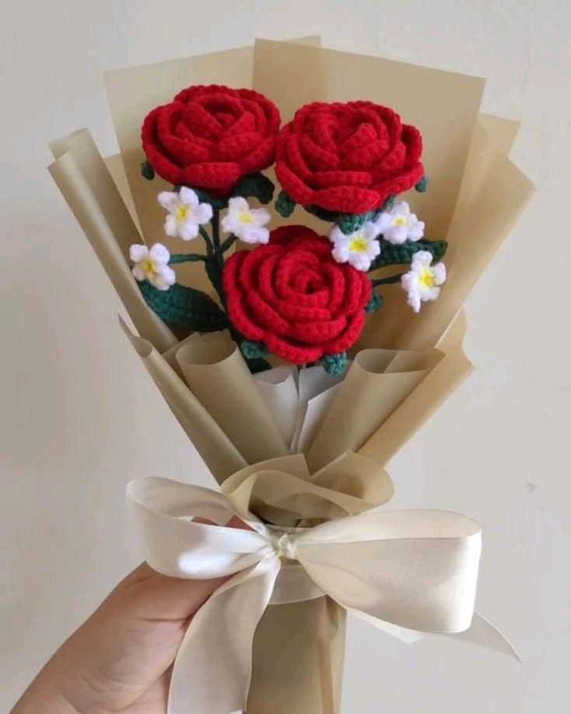 Handmade Crochet Rose Bouquet
