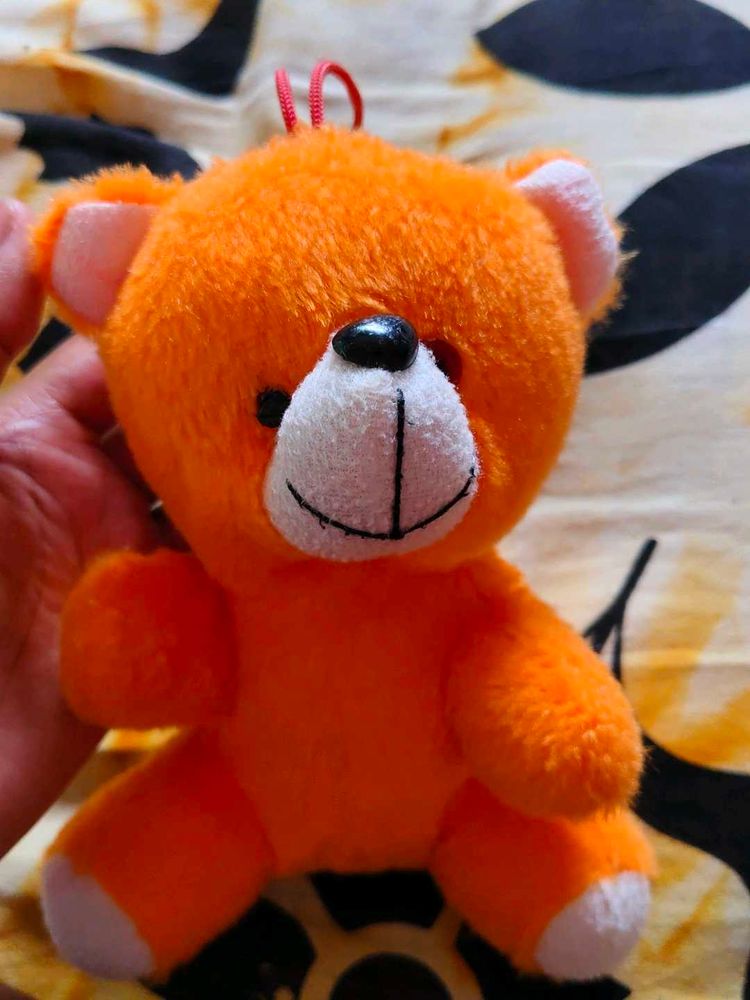 Cute Orange Teddy Bear Keychain Plush Toy