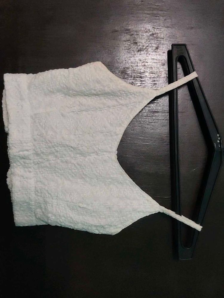 Textured White Bikini Top