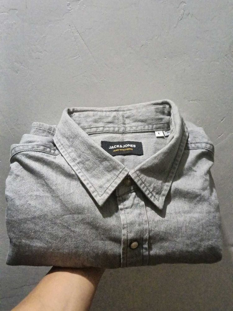 Jack &amp; Jones Grey Denim Shirt