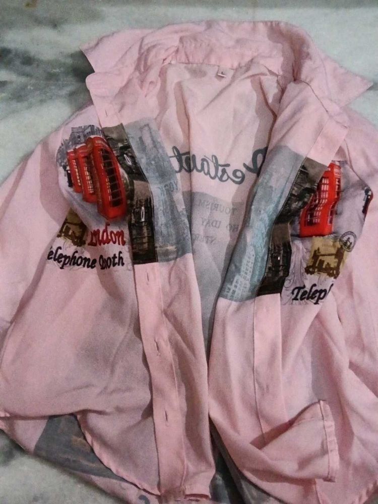 Pink London Print Shirt