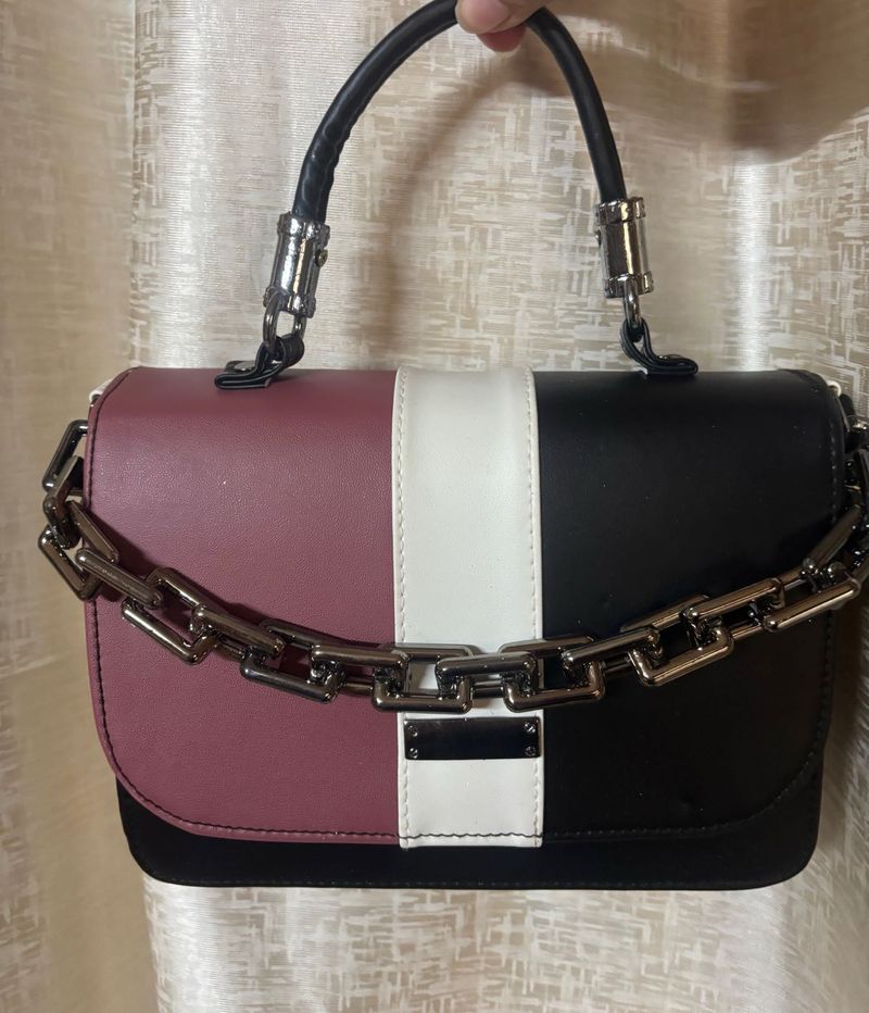 Chic Colorblock Chain Shoulder Bag