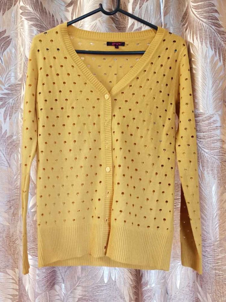 Yellow Knit Cardigan