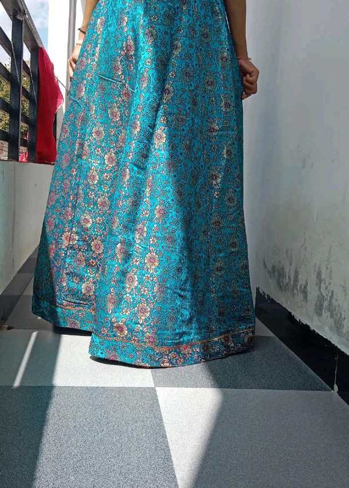 Beautiful Teal Brocade lehnga