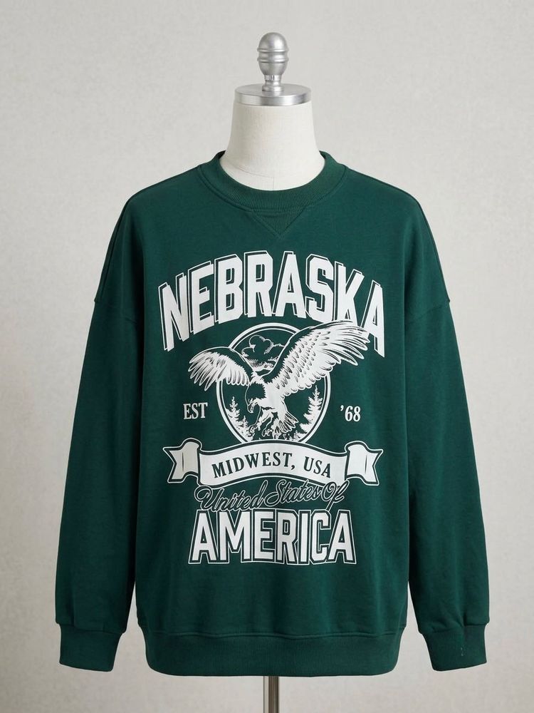 Green "Nebraska" Graphic Sweatshirt