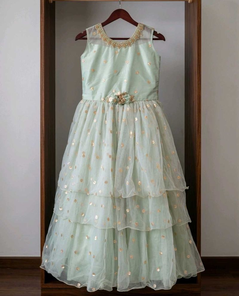 Beautiful Mint Green Gown with Sequins