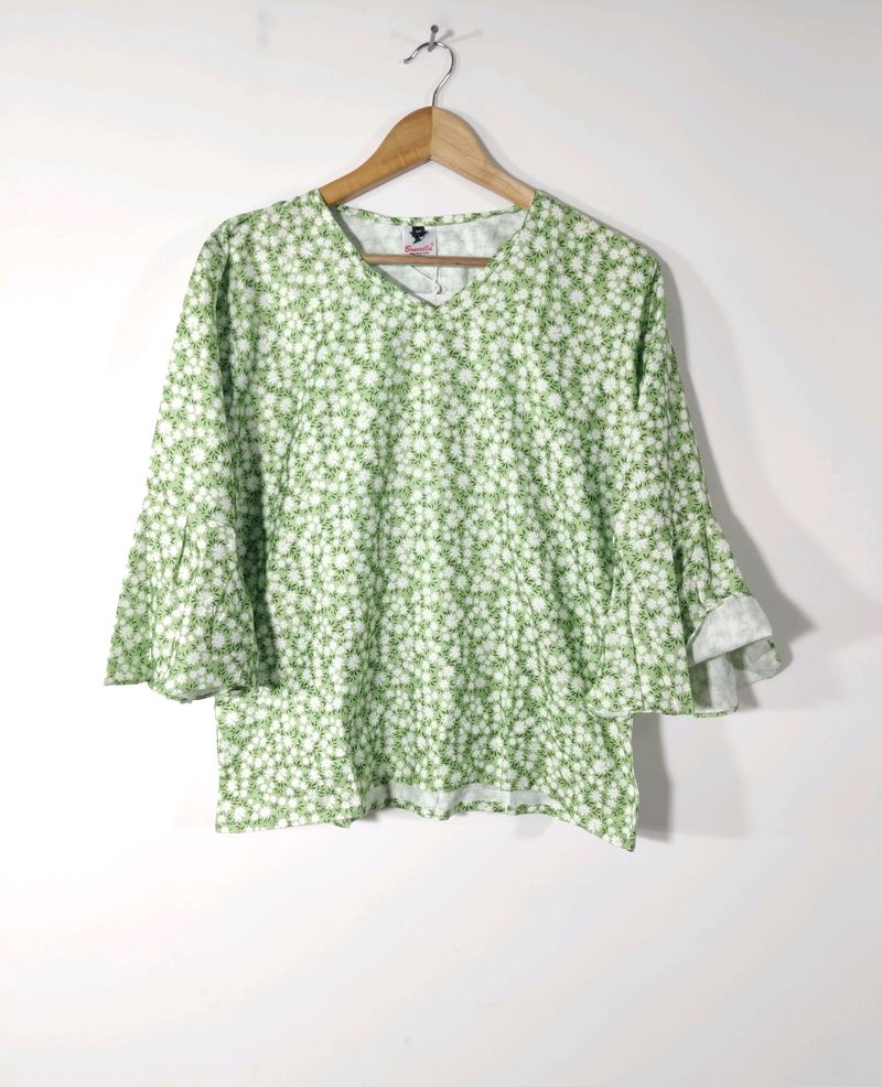 Green Printed Casual Top (Women)