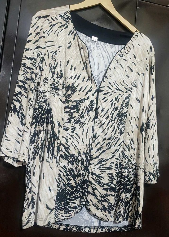 Black &amp; Cream Printed Top For Girl &amp; Woman 42 Bust