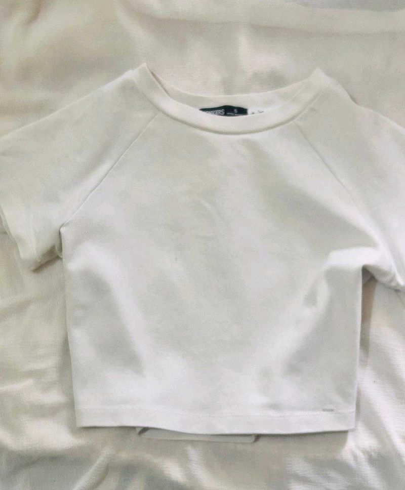 White Cropped Body Fitted Baby Tee