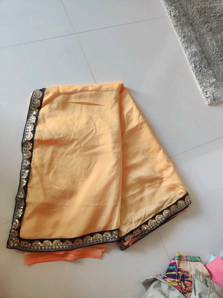 Elegant Peach Saree with Sequins