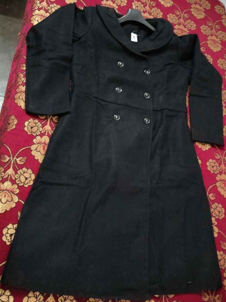 Elegant Black Double-Breasted Coat